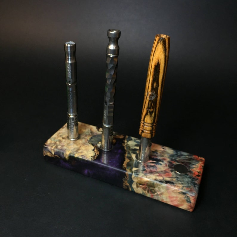 Desktop Magnetic Display Stand DynaVap Stand Futo Galaxy Burl Magnet Stand #1453 Stabilized Boxelder Burl