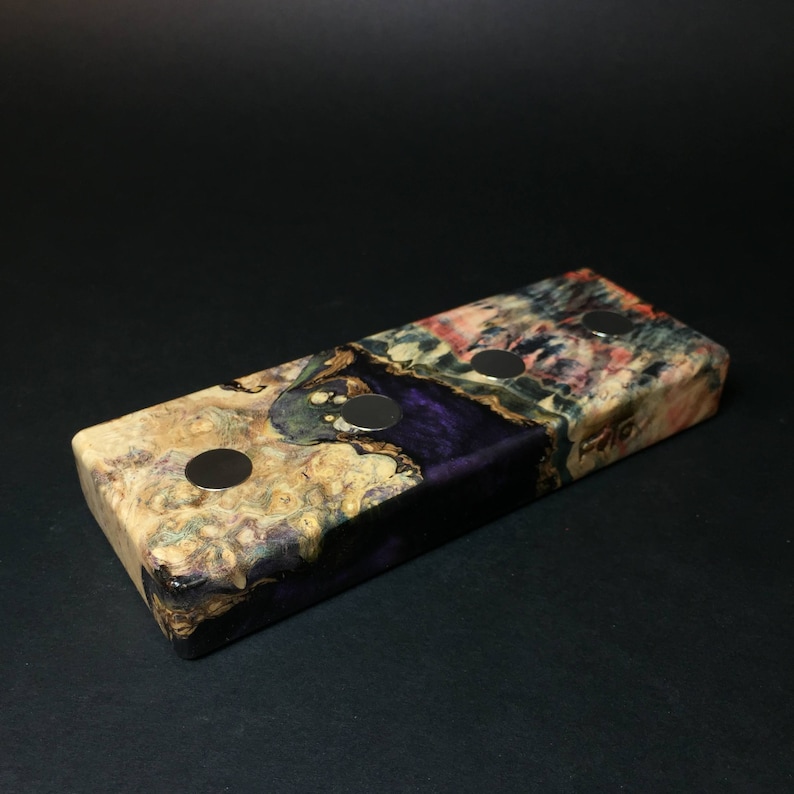 Desktop Magnetic Display Stand DynaVap Stand Futo Galaxy Burl Magnet Stand #1453 Stabilized Boxelder Burl