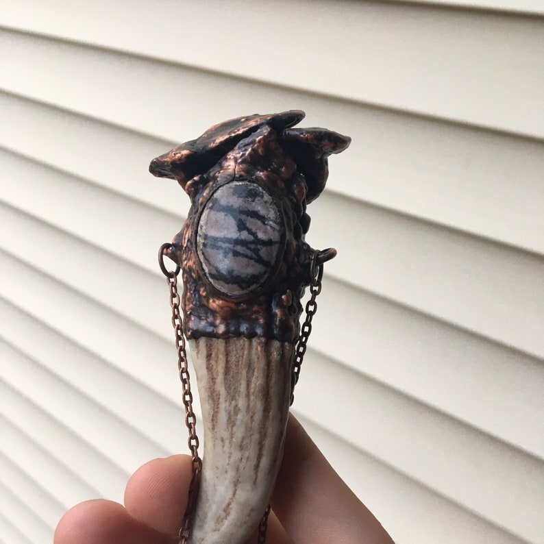 Mushroom zebra jasper necklace