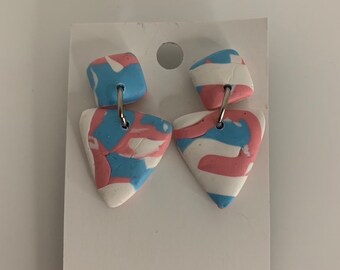 Polymer Clay Earrings Trans Pride