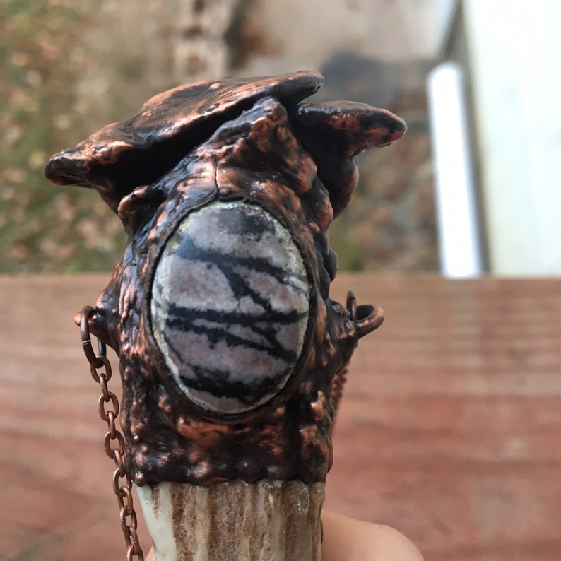 Mushroom zebra jasper necklace
