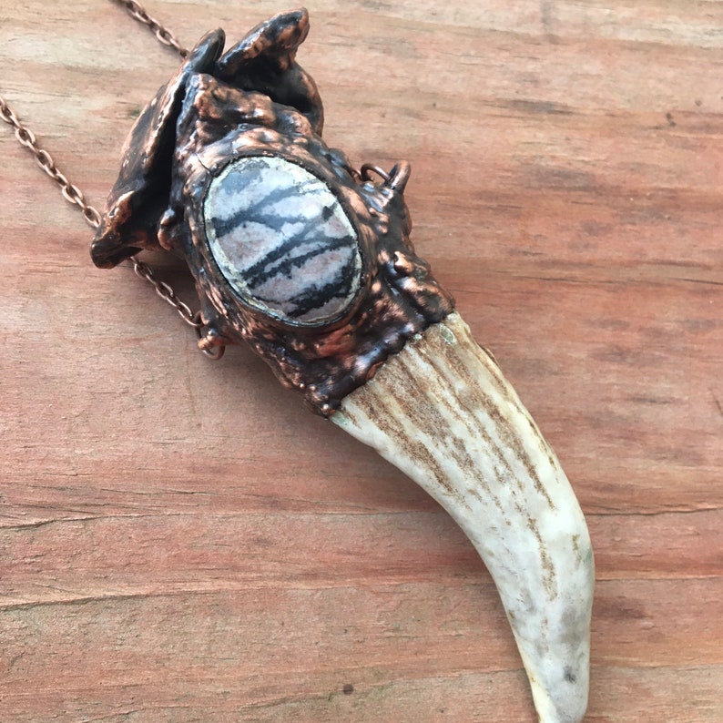 Mushroom zebra jasper necklace
