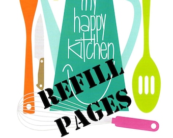 Add-ons for the "My Happy Kitchen" Recipe Journal, full-color, additional recipe sets, multipurpose pages, contents, stickers, tab dividers