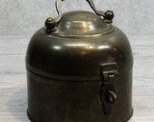 VTG Brass TEA CADDY Trinket Box, Round w Domed Lid, No Piercings, India