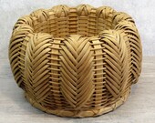 VTG SIGNED OAK Splint Basket, Jenny Lind Melon-Shaped, Intricate Inside-Out Weaving, Use for Planter or Upside-Down for Planter Stand