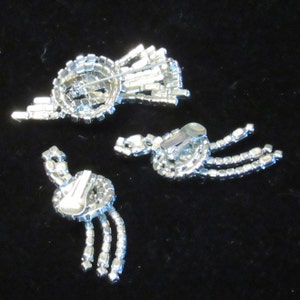 Vtg SET of BROOCH & EARRINGS or Shoe Clips High End Baguette Round Rhinestones in Silvertone image 5