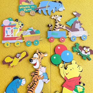 Lote vintage de 9 adornos de pared de cartón para habitación de bebé de Winnie the Pooh, Disney, Disneyana, Tigger Owl