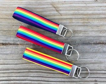 LGBTQ Rainbow Pride Wristlet Keyfob, Gay Pride, Rainbow Keychain, Rainbow Pride, Pride Gift Under 10