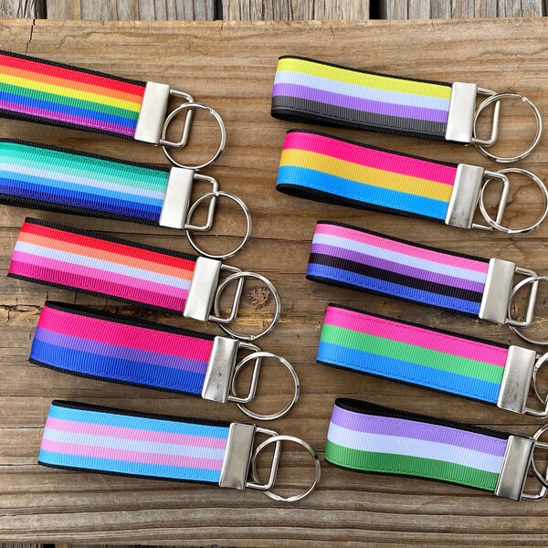 LGBTQ Flag Keyfob , Pride Keychains, Gay Pride, Lesbian, Bisexual, Pansexual, Non-Binary, Transgender Pride, Genderfluid, Genderqueer