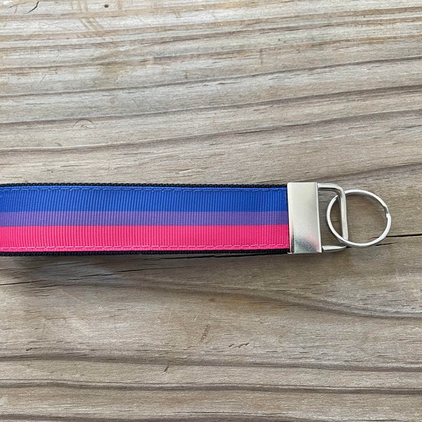 Bisexual Pride Flag Wristlet Keyfob, Bisexual Pride Keychain, Bi Pride Gift