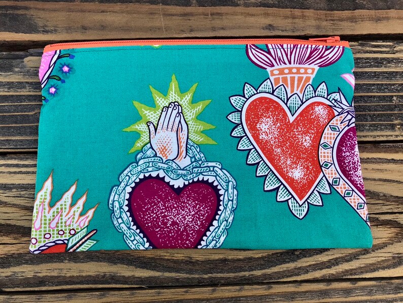 Toiletries bag Jewelry Pouch Backpack and Purse Organizer Corazon heart Zip Pouch Religious Symbol
