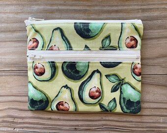 Natural Avocado Pattern Canvas Change Coin Purse Retro Money Bag with Zip Natural Avocado Pattern Canvas Change Coin Purse Retro Money Bag with Zip