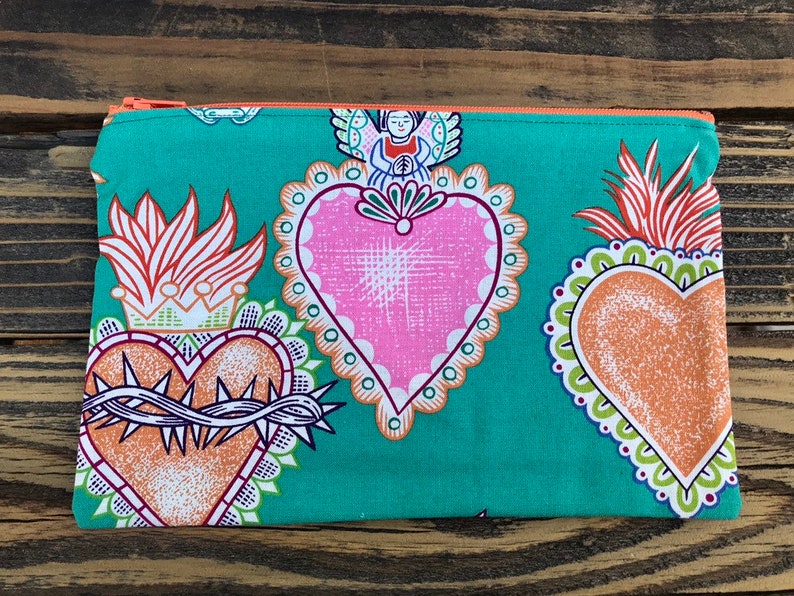 Toiletries bag Jewelry Pouch Backpack and Purse Organizer Corazon heart Zip Pouch Religious Symbol