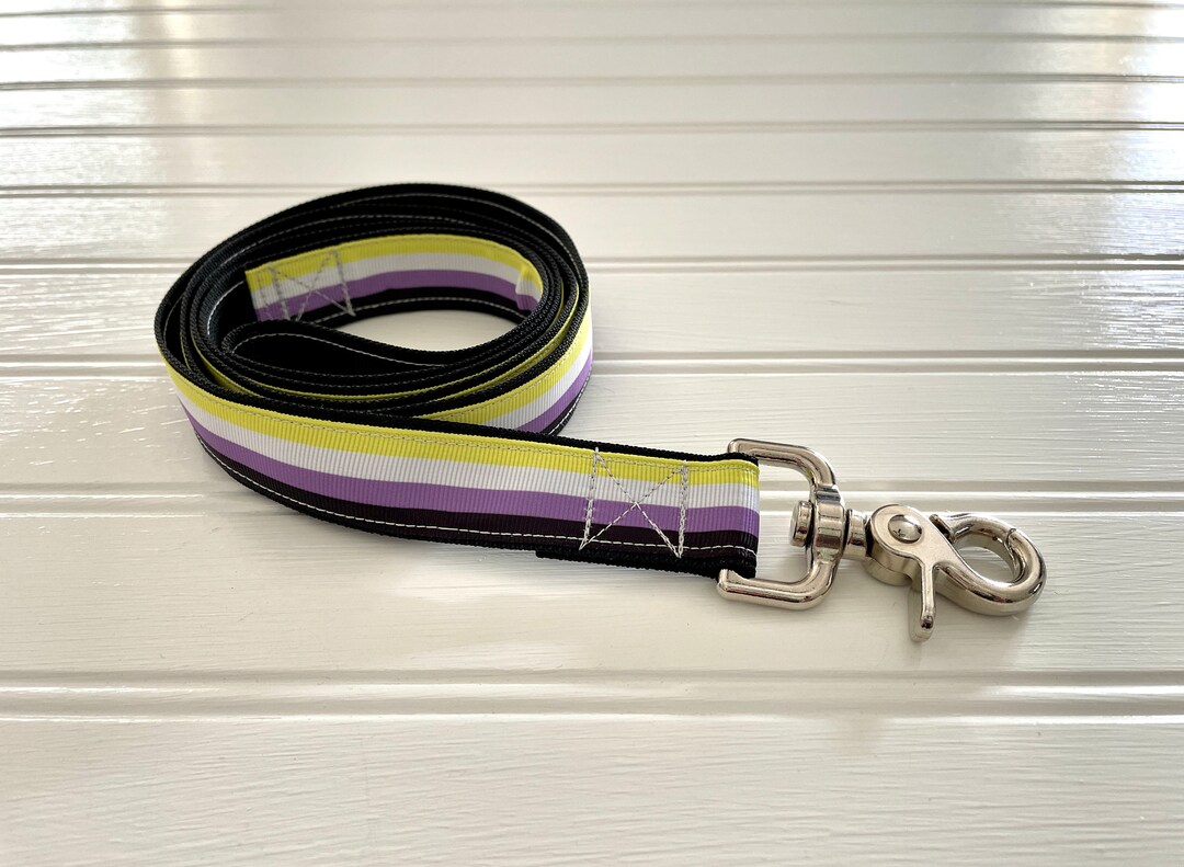 Non Binary Pride Dog Leash, Pride Pet Leash, Handmade Ribbon Leash