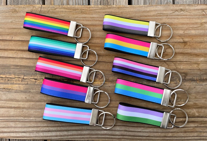 LGBTQ Flag Keyfob , Pride Keychains, Gay Pride, Lesbian, Bisexual, Pansexual, Non-Binary, Transgender Pride, Genderfluid, Genderqueer 