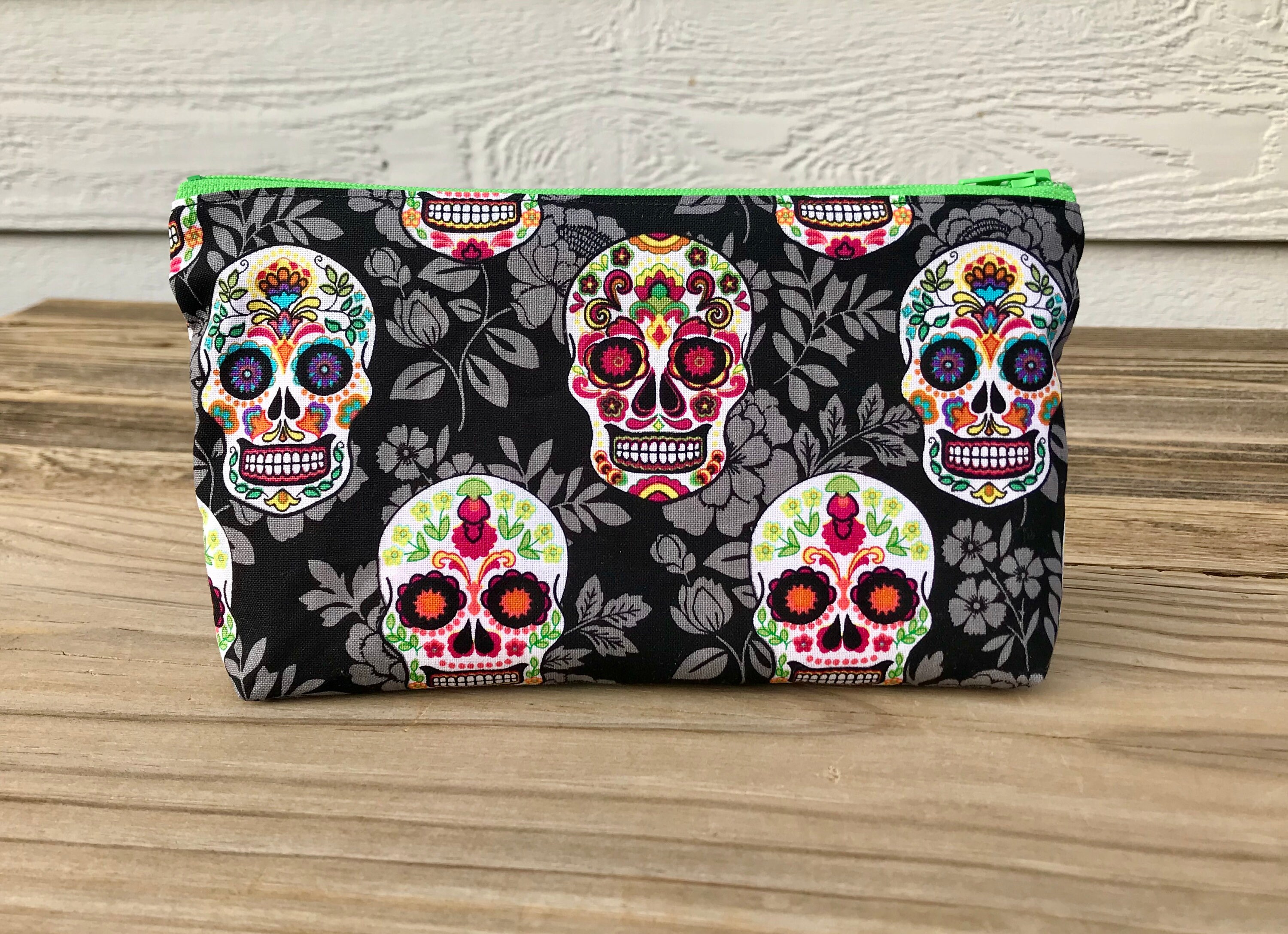 Sugar Skull Toiletry Bag Calavera Dia De Los Muertos Makeup | Etsy
