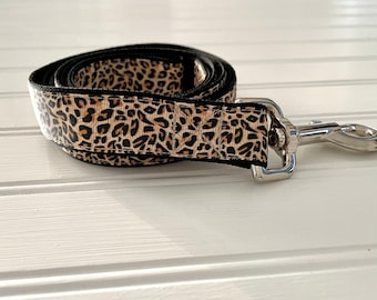 Cheetah Print Dog Leash, Pet Leash, 1" Wide Leash, 6 Foot Long Leash, Handmade Ribbon Leash