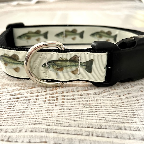 Fish Dog Collar, Large Mouth Bass Dog Collar, Fishing Gift