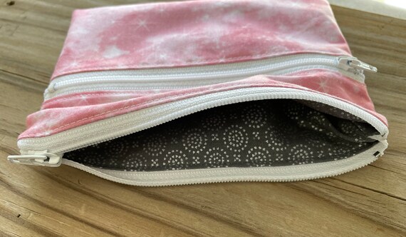 Pink Polyester Double Zipper Pouch, For Gift