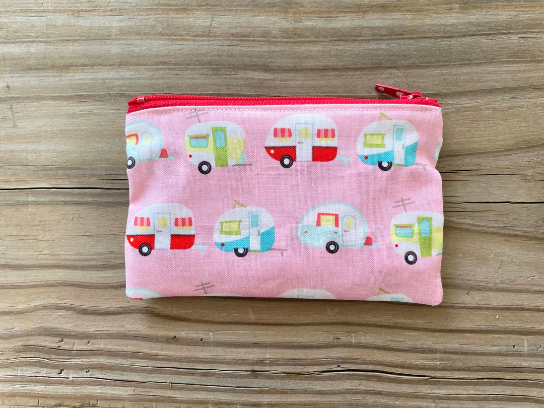 Pull Behind Camper Small Zipper Pouch, Camping Gift, Small Cosmetic Bag