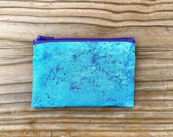 Bright Blue and Purple Zipper Pouch, Gift Card Holder, Coin Pouch, Business Card Holder, Gender Neutral Zip Pouch