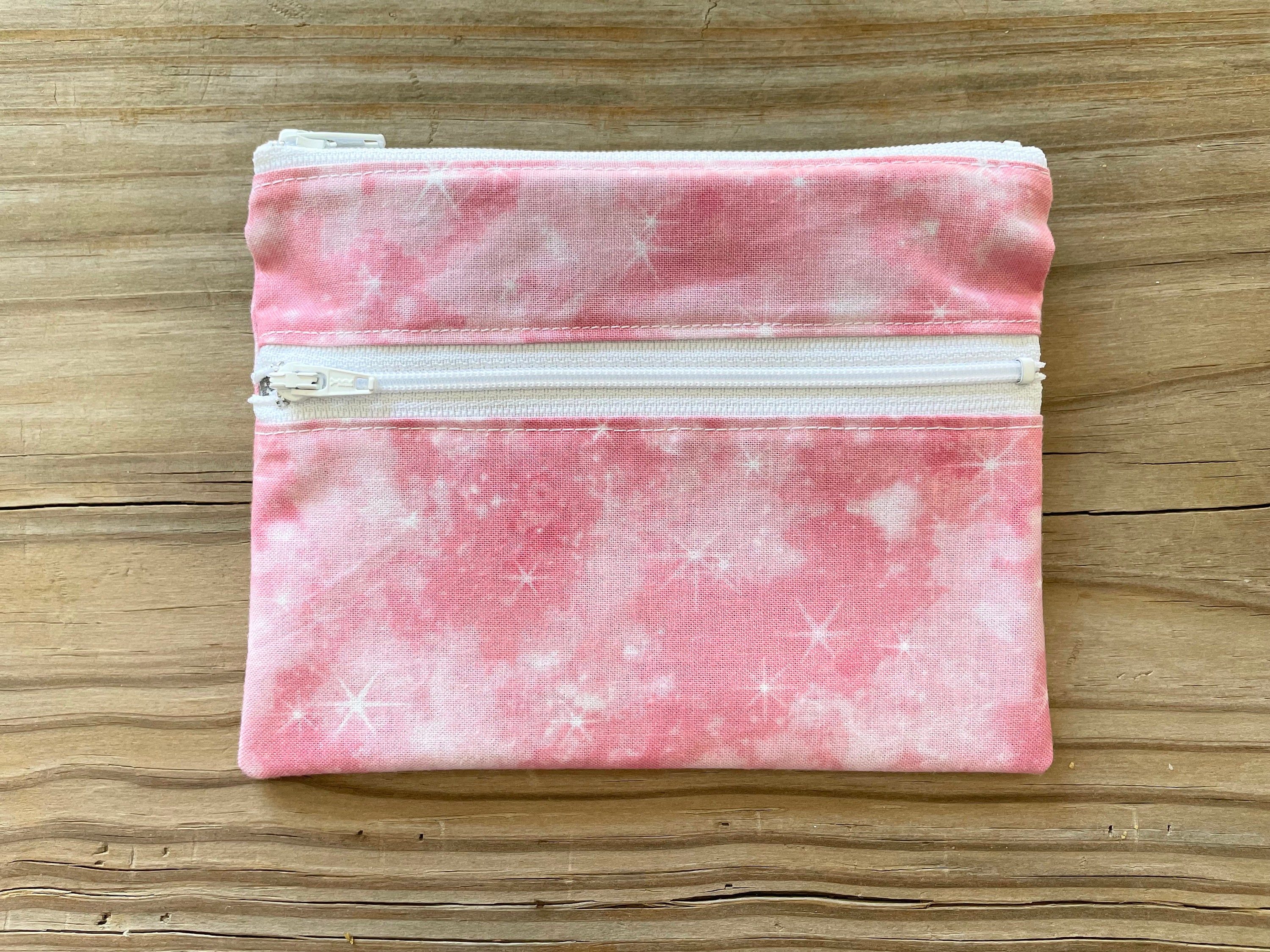 Pink Polyester Double Zipper Pouch, For Gift