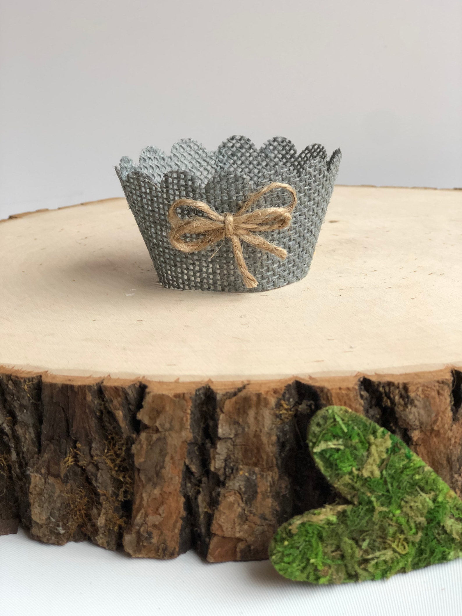 Gray Real Burlap cupcake wrappers rustic cupcake wrappers Etsy