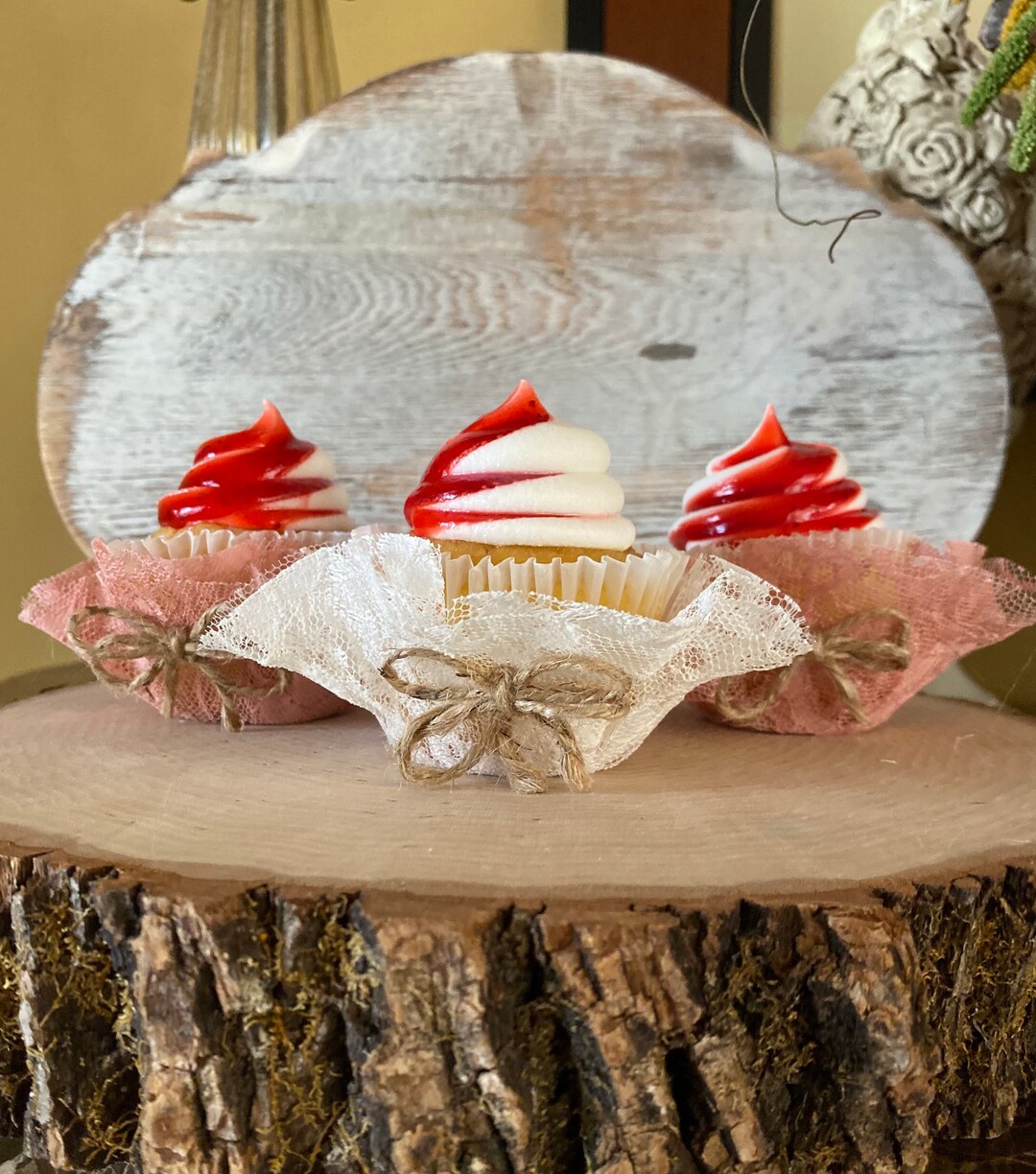 White Lace Cupcake Wrapper Lace and Burlap Cupcake Wrapper Etsy