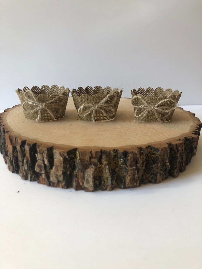 Burlap cupcake wrappers rustic cupcake wrappers wedding Etsy