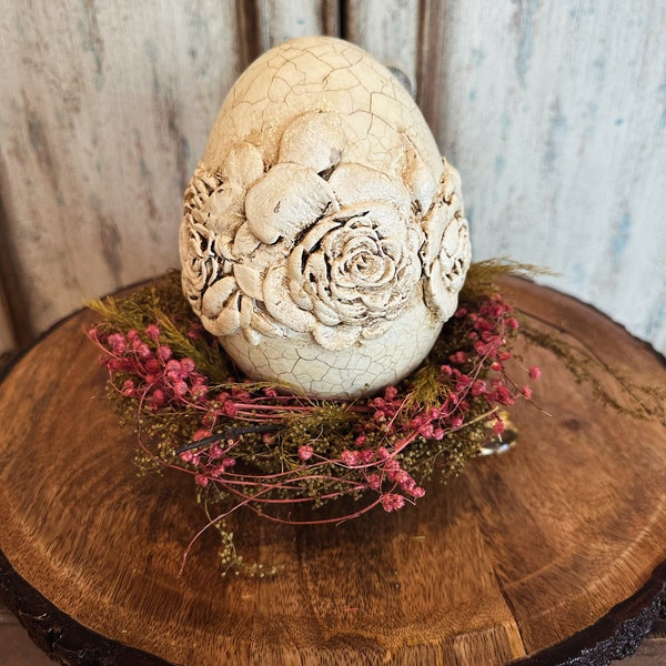 White Decorative Easter eggs,flower easter egg centerpiece decor vintage Easter ornament, Spring home decor, Easter eggs French.