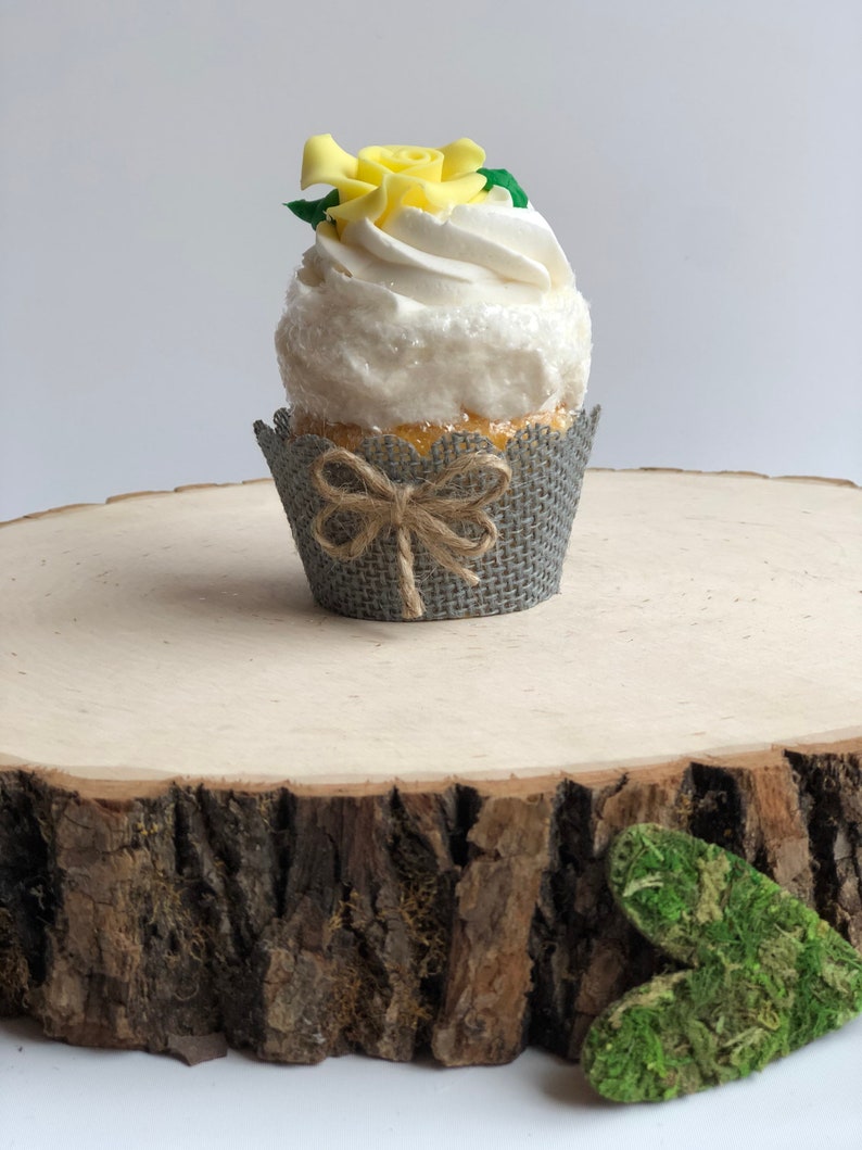 Gray Real Burlap Cupcake Wrappers Rustic Cupcake Wrappers Etsy