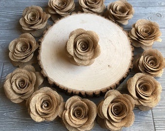 4" burlap roses|burlap flowers|rustic diy bouquet Country wedding cake decorations floral arrangement jute artificial rustic set of 12.