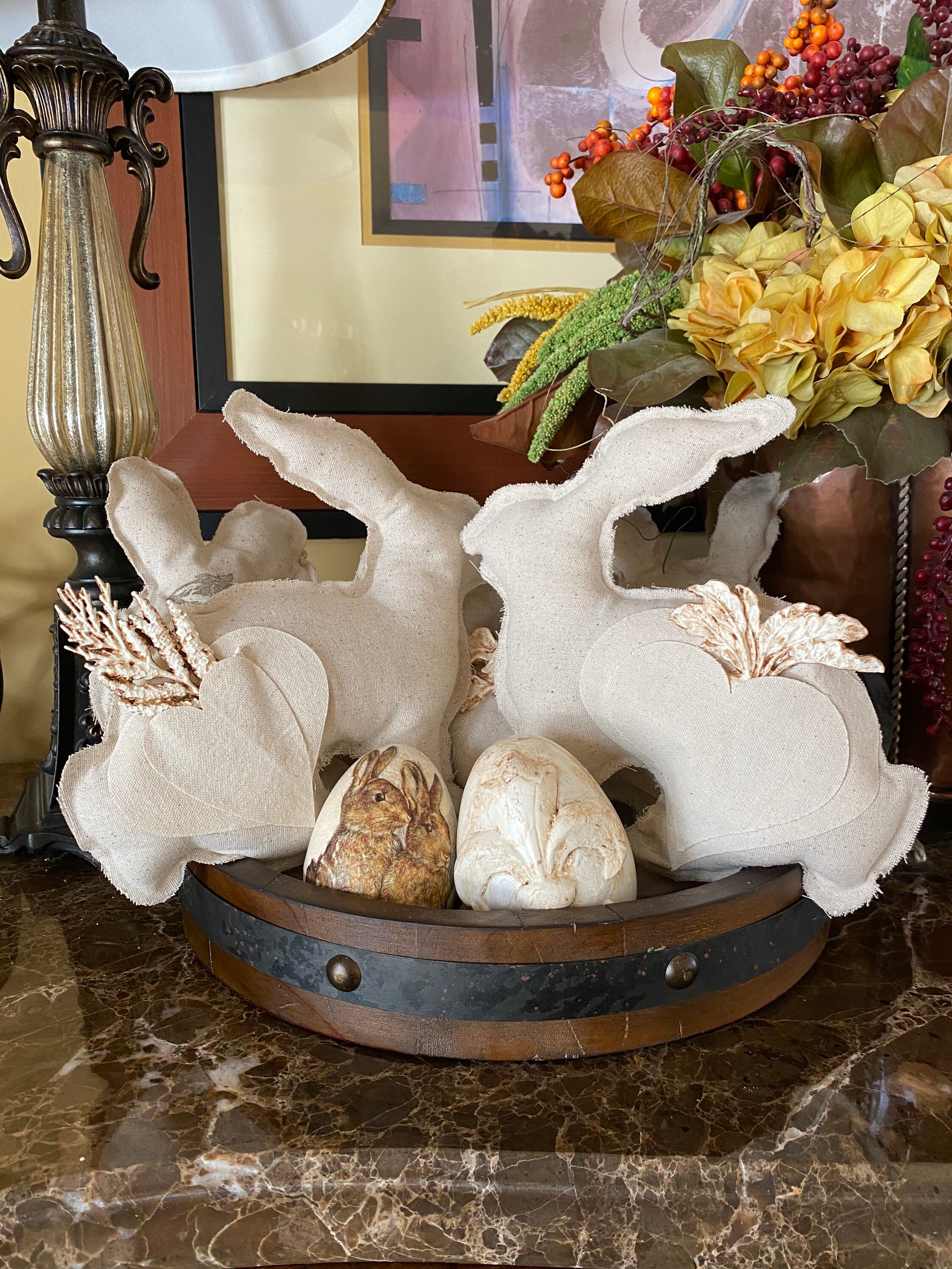 Antique Farmhouse Bunny Rabbit/spring Decor/grain Sack Bunny/ Etsy