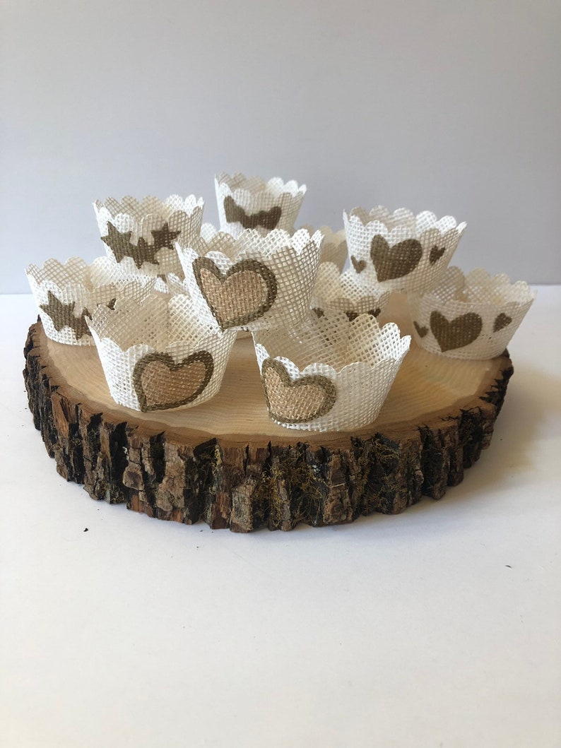 Burlap Ivory Cupcake Wrappers Rustic Cupcake Wrappers Etsy