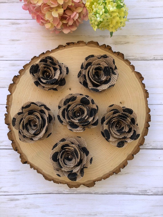 3 Burlap Flowersburlap Rosescake Decorations Wedding Etsy