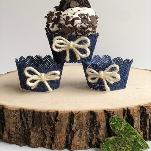 Burlap Cupcake Wrappers Rustic Cupcake Wrappers Wedding Etsy