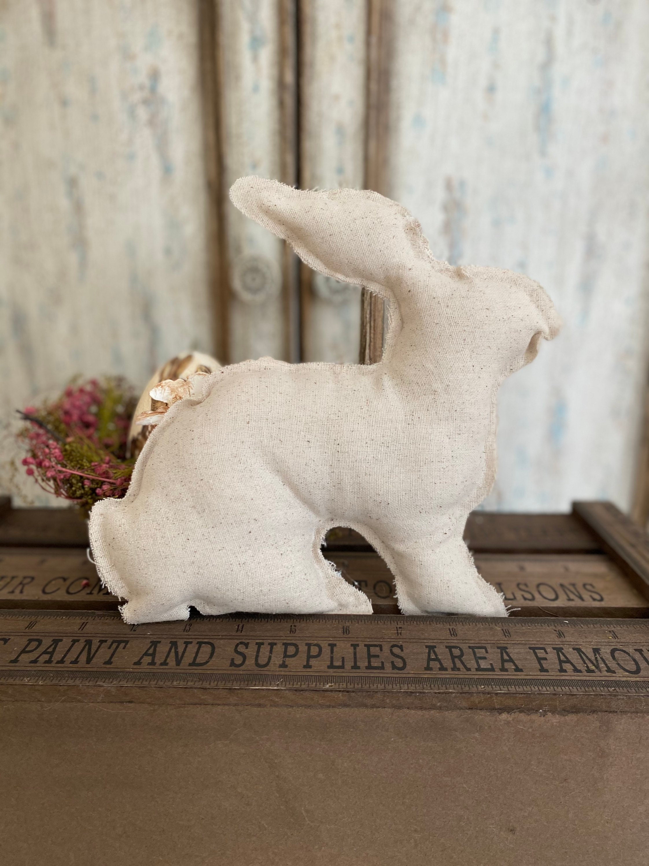 Antique Farmhouse Bunny Rabbit/spring Decor/grain Sack Bunny/ Etsy