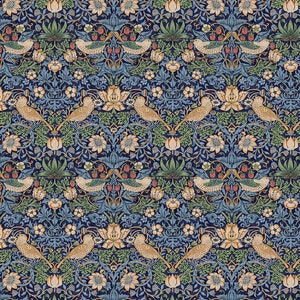 William Morris, MINI Strawberry Thief in Navy, from his Original Plates, Sold by Half Yard