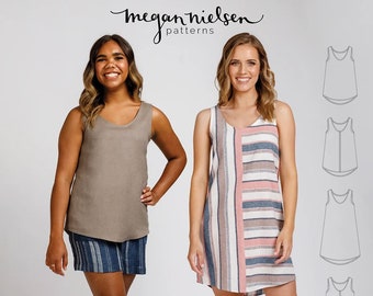 Megan Nielsen, Eucalypt Top & Dress PATTERN,  PAPER Pattern, size 0 - 20, Indie Sewing Pattern, Beginner