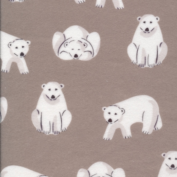 By the YARD!! ORGANIC FLANNEL, Northerly, Polar Bears in Gray, Cloud 9, Brushed both sides