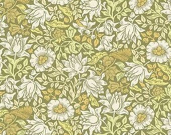 NEW!! William Morris, Buttermere, Mallow in Multi, Small Olive and Mustard Floral, Morris & Co., Free Spirit, Sold by the HALF Yard