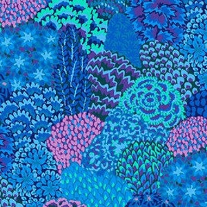 Kaffe Fassett, 85 and Fabulous, Large Oriental Trees in Blue, Sold by the HALF Yard