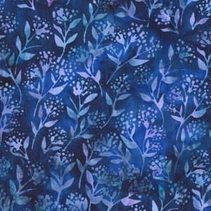 Bali Batik, Spring Flight, U2509-230-Sapphire, Abstract Dandelion, Hoffman Fabrics, Sold by the Half Yard