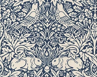 William Morris, Brer Rabbit in Navy, Free Spirit Fabric, Quilting Cotton, Sold by the 1/2 Yard