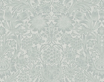 William Morris, Pure Sunflower in Mint, Mineral Collection, Free Spirit, Sold by the Half Yard