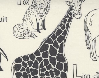 New!! ABC XYZ Animal Alphabet in Cream, Moda, Abc Xyz by Stacy Iest Hsu, Adorable Baby Fabric!