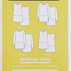 Grainline Uniform Tunic PAPER Pattern, Sizes 0-18 and 14-30, Indie Sewing Pattern, Easy Sewing Pattern, Beginner Tunic Pattern
