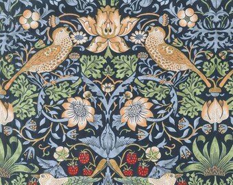 William Morris, Kelmscott, Strawberry Thief in Navy, Free Spirit Fabrics, Quilting Cotton, Sold by HALF YARD