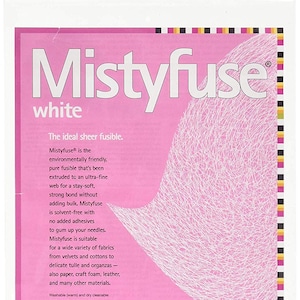 Mistyfuse White, 20" x 90" Applique Fusible, Sheer Fusible Webbing, Safe for Needles, Use on All Weight Fabrics, No Backing Needed
