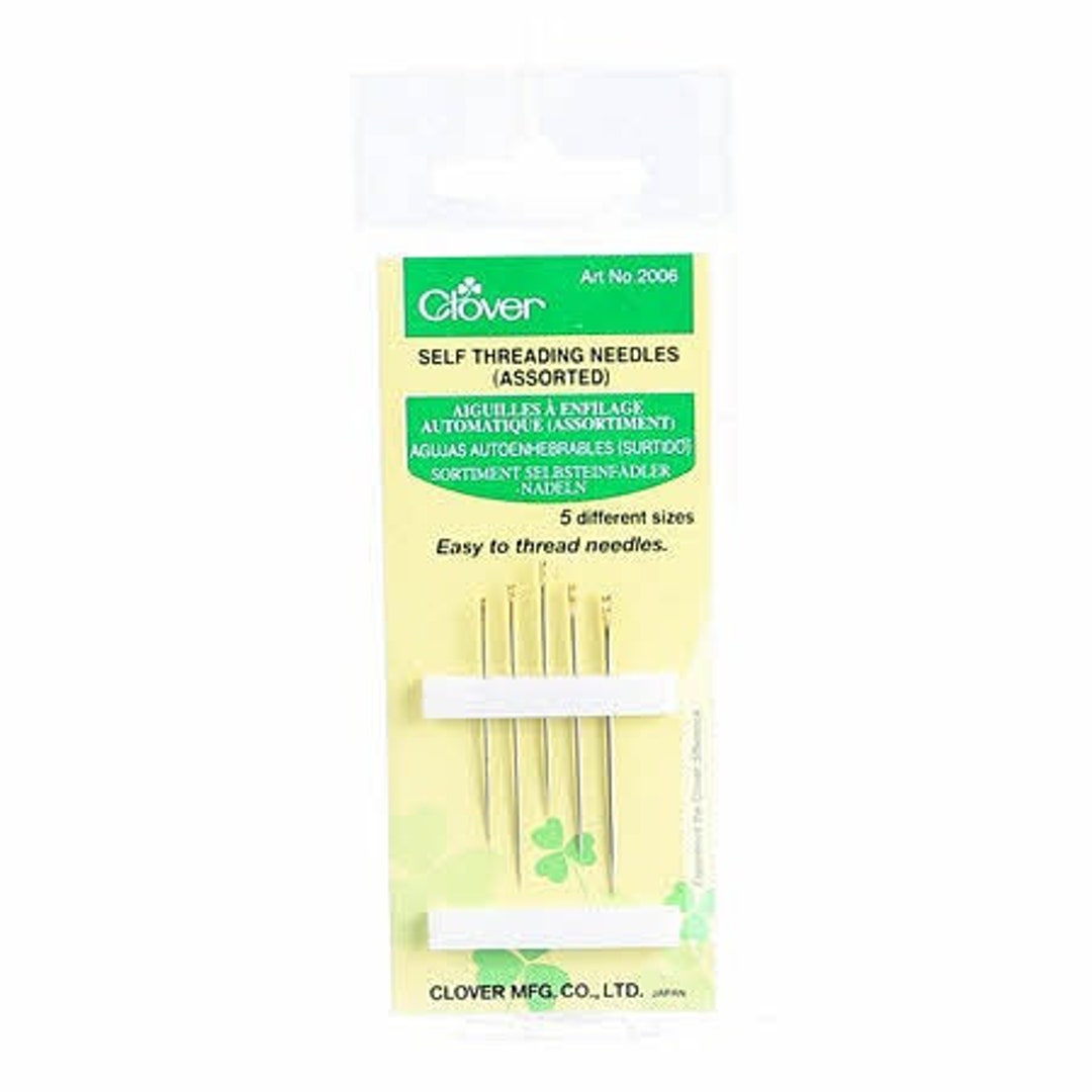 Clover Self Threading Needles, Assorted Hand Sewing Needles, 5 Count